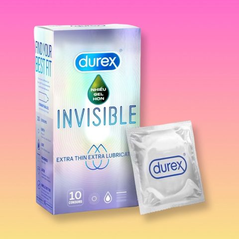 Bao cao su Durex Invisible Extra Thin siêu mỏng, nhiều gel - Hộp 10c