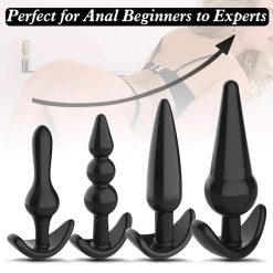 Bộ 4 butt plug silicon mềm dẻo cho người mới bắt đầu