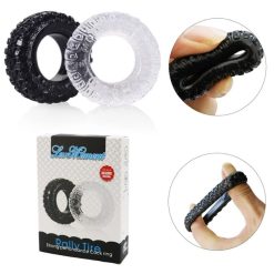 Cockring silicon trắng đen Rally Tire - bộ 2 vòng - Ảnh 2