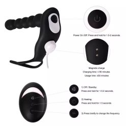 Plug hạt rung massage tuyến tiền liệt nam, có điều khiển từ xa - Ảnh 3
