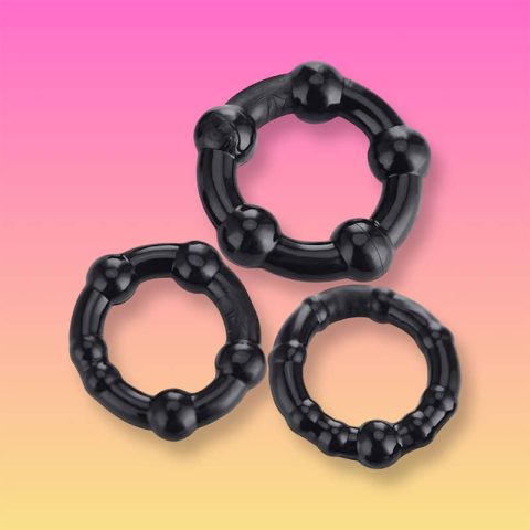 Bộ 3 vòng đeo dương vật silicon Stay Hard (màu đen)