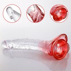 Dương vật giả trong suốt siêu mềm cong phối màu - Ảnh 3